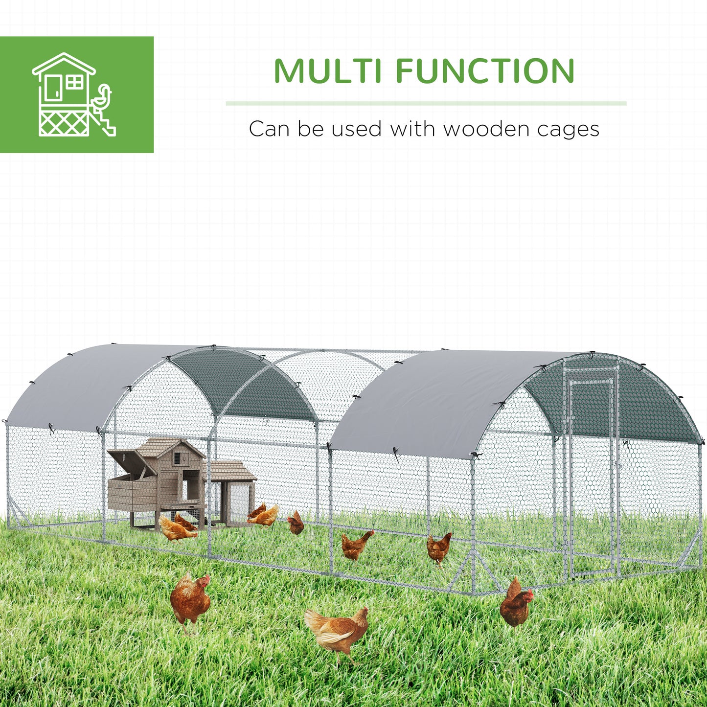 Large Metal Chicken Coop with Waterproof and Anti-UV Cover