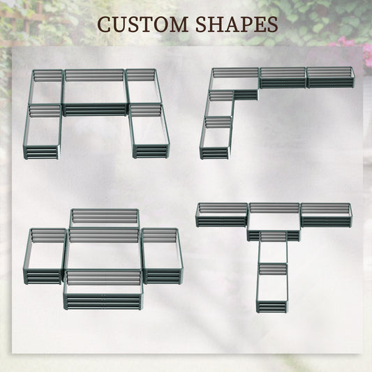 Steel Raised Garden Bed, Set of 5 Large Box Planters, Green