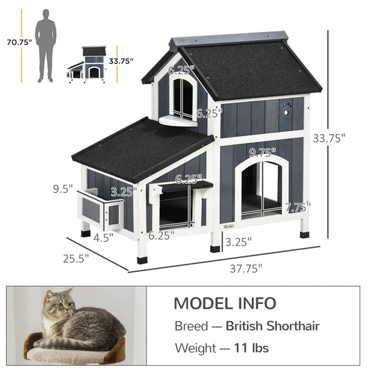 Outdoor Cat House with Weather-resistant Roof
