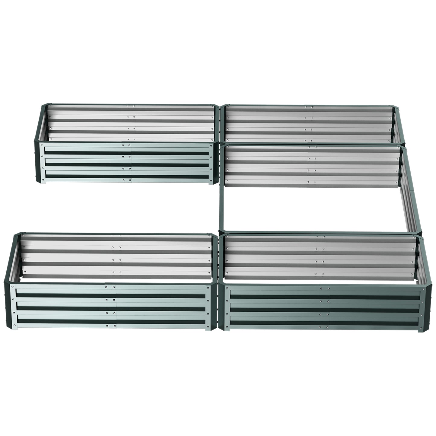Steel Raised Garden Bed, Set of 5 Large Box Planters, Green