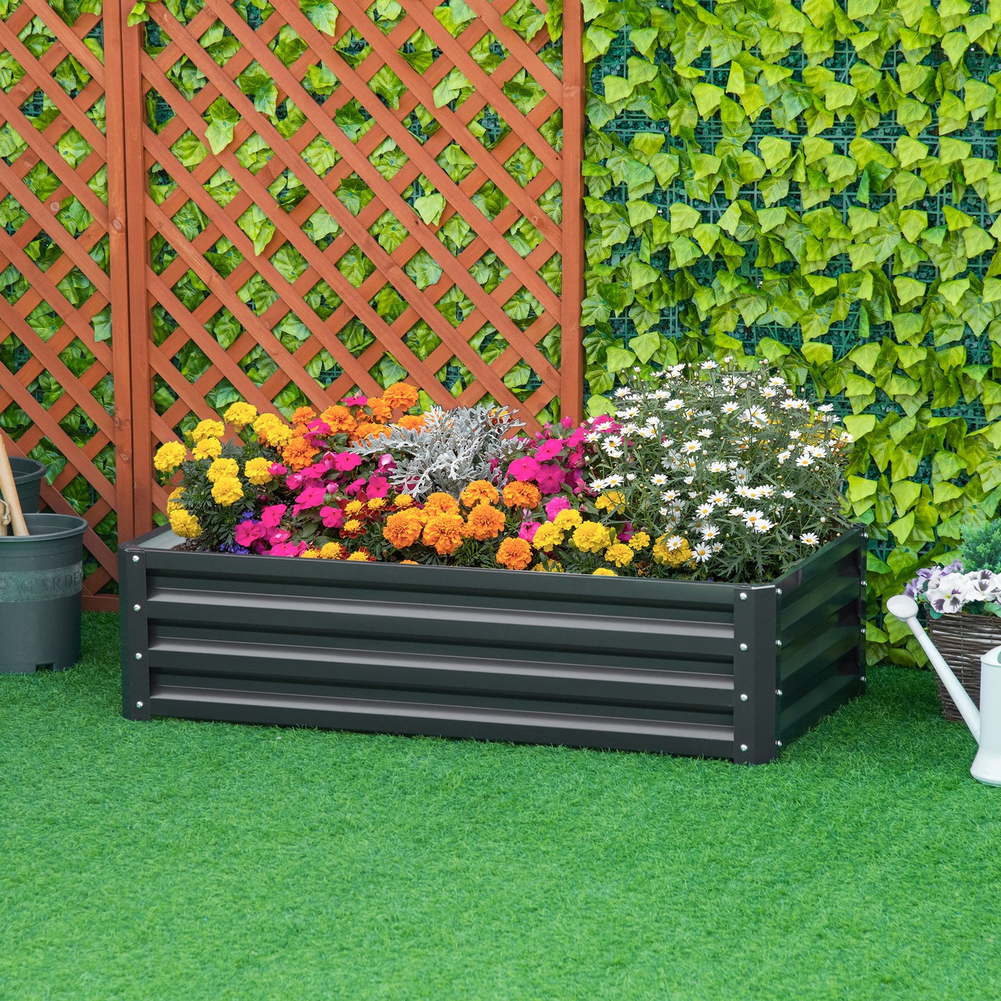 Raised Garden Bed, Galvanized Grey