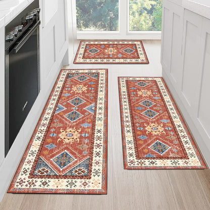 Boho Kitchen Rug Sets 3 Piece With Runner Non Slip/Washable