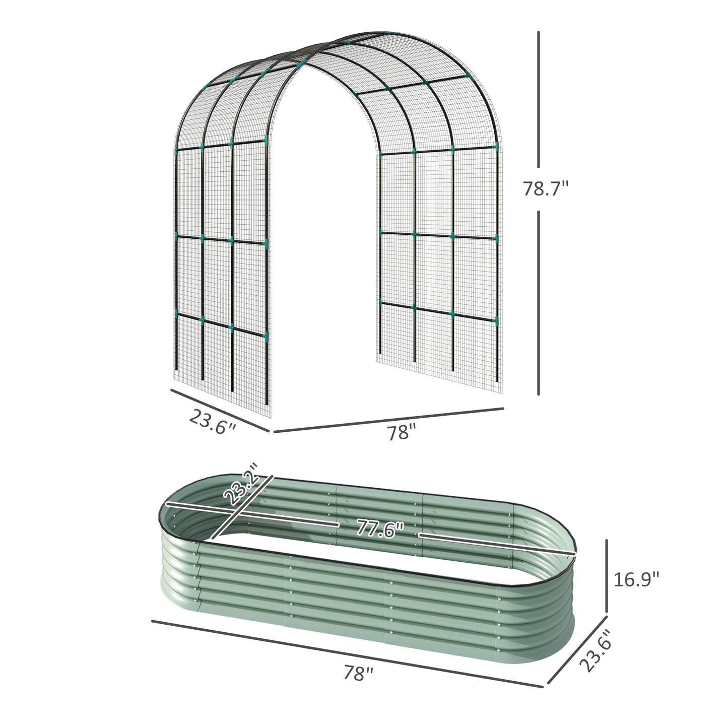 2 piece Raised Garden Beds with Arch Trellis
