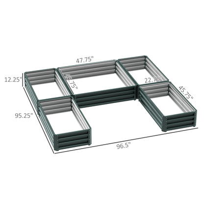 Steel Raised Garden Bed, Set of 5 Large Box Planters, Green