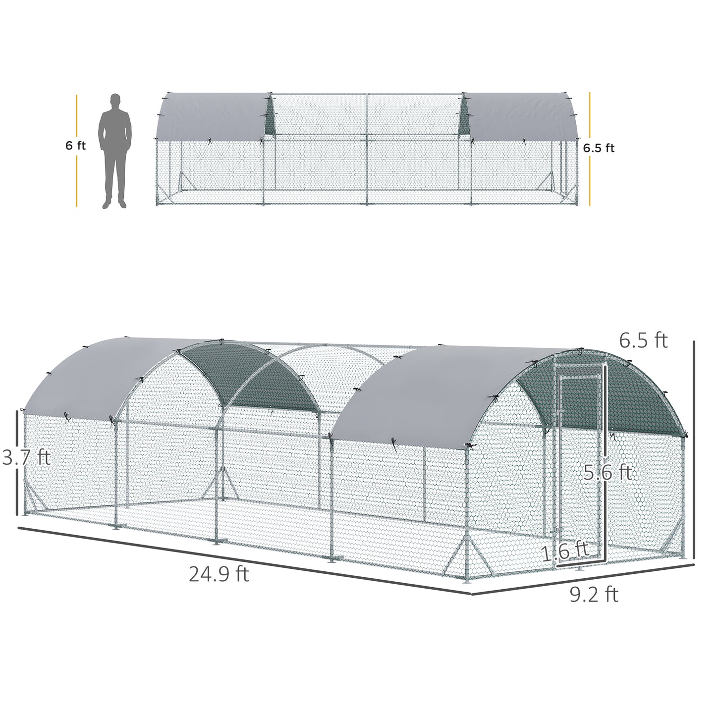 Large Metal Chicken Coop with Waterproof and Anti-UV Cover