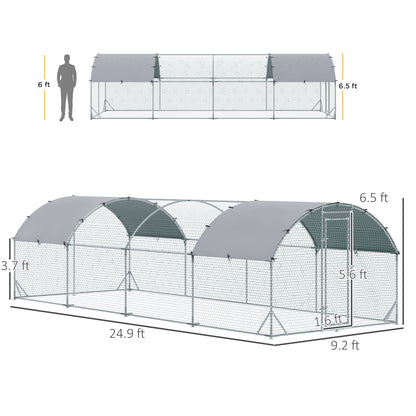 Large Metal Chicken Coop with Waterproof and Anti-UV Cover