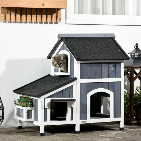 Outdoor Cat House with Weather-resistant Roof