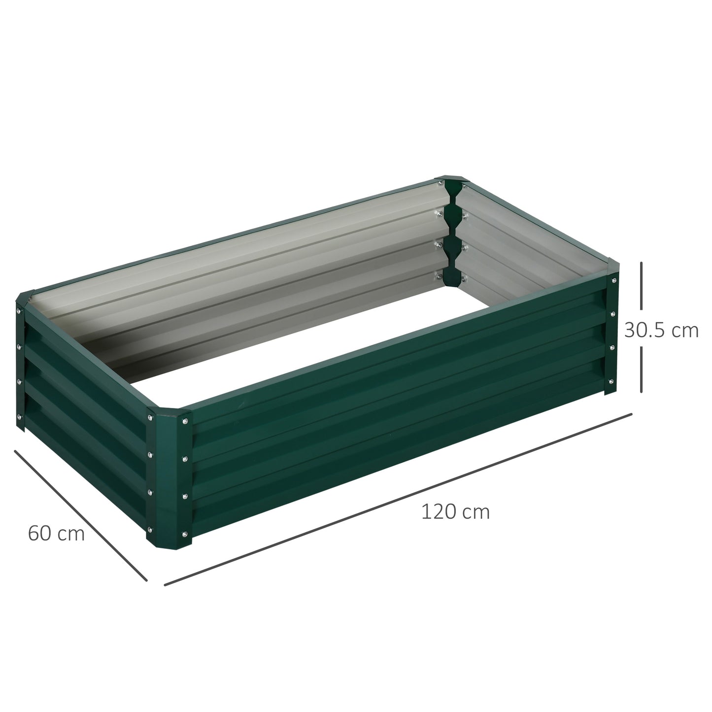 Raised Garden Bed, Galvanized, Green