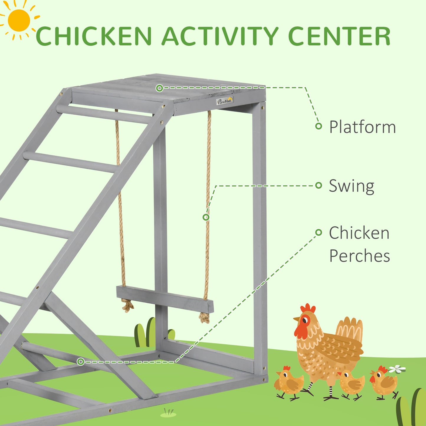 PawHut Wooden Chicken Coop Toy With Swing