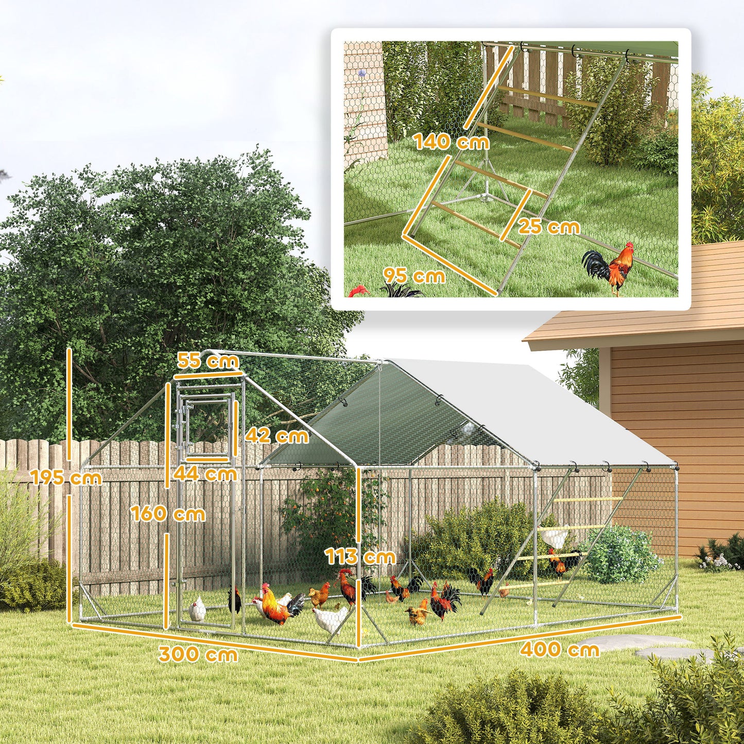 PawHut Walk-in Chicken Run W/ Cover