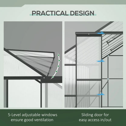 EX LARGE Aluminum Polycarbonate Walk-in Garden Greenhouse