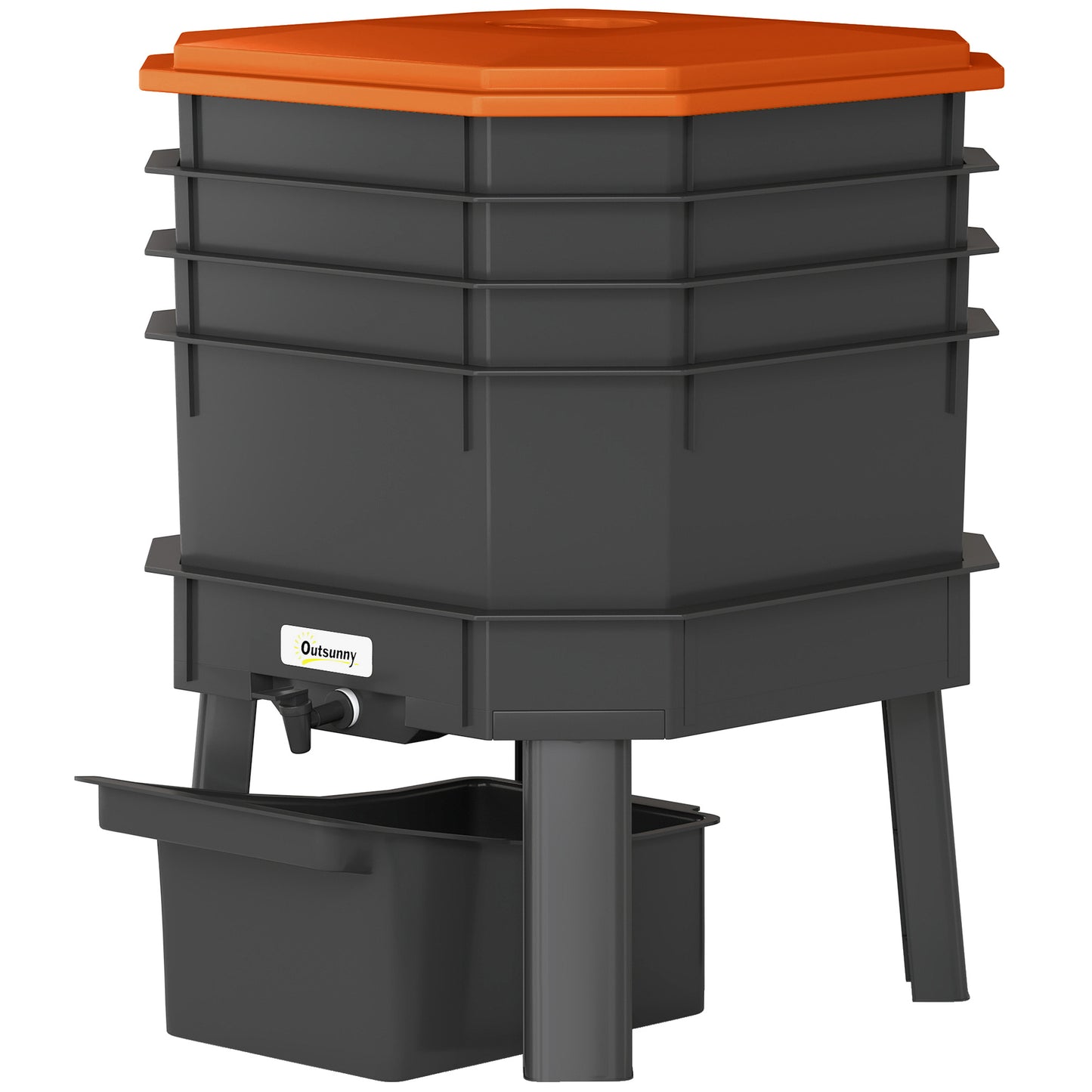 4-Tray Worm Composter Bin, 7.4 Gal Outdoor & Indoor
