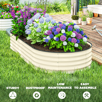 2 Piece Raised Garden Bed Set, Cream White