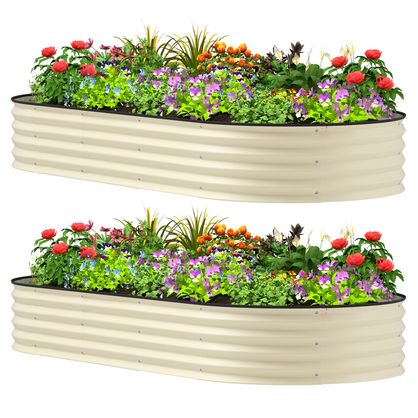 2 Piece Raised Garden Bed Set, Cream White