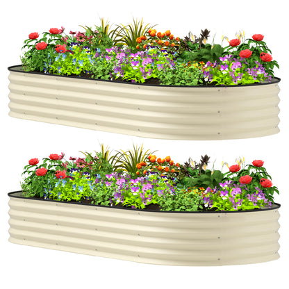 2 Piece Raised Garden Bed Set, Cream White