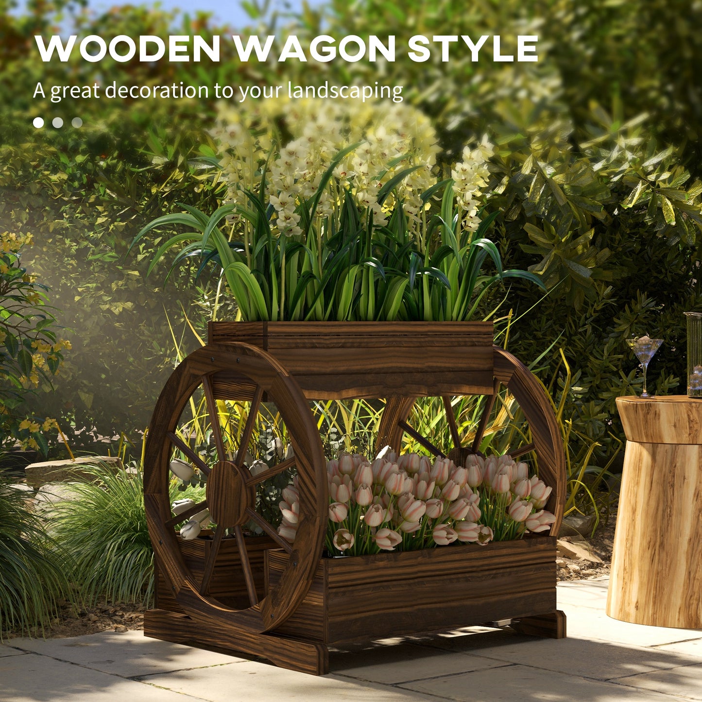 Wooden Wagon Planter Box