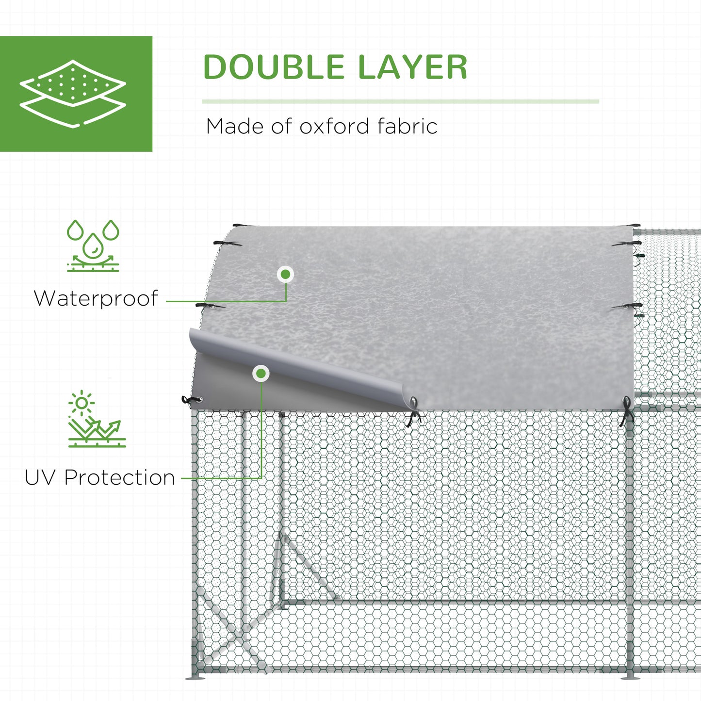 Large Metal Chicken Coop with Waterproof and Anti-UV Cover
