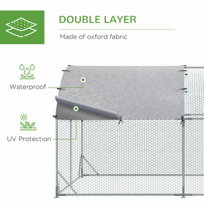 Large Metal Chicken Coop with Waterproof and Anti-UV Cover