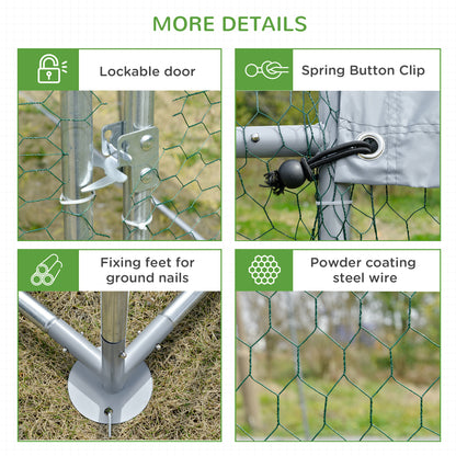 Large Metal Chicken Coop with Waterproof and Anti-UV Cover