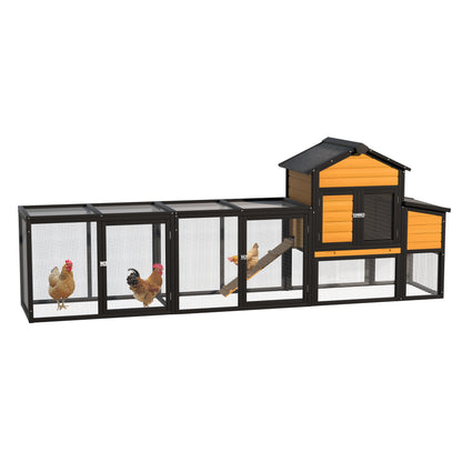 Chicken Coop With Run, 7 Doors and Expandable Design