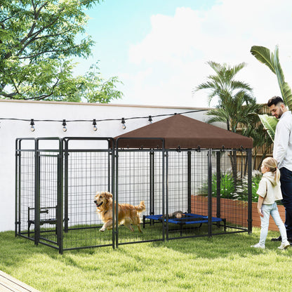 Dog Kennel Outdoor With Waterproof Canopy