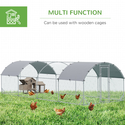 Large Metal Chicken Coop with Waterproof and Anti-UV Cover