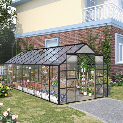 EX LARGE Aluminum Polycarbonate Walk-in Garden Greenhouse