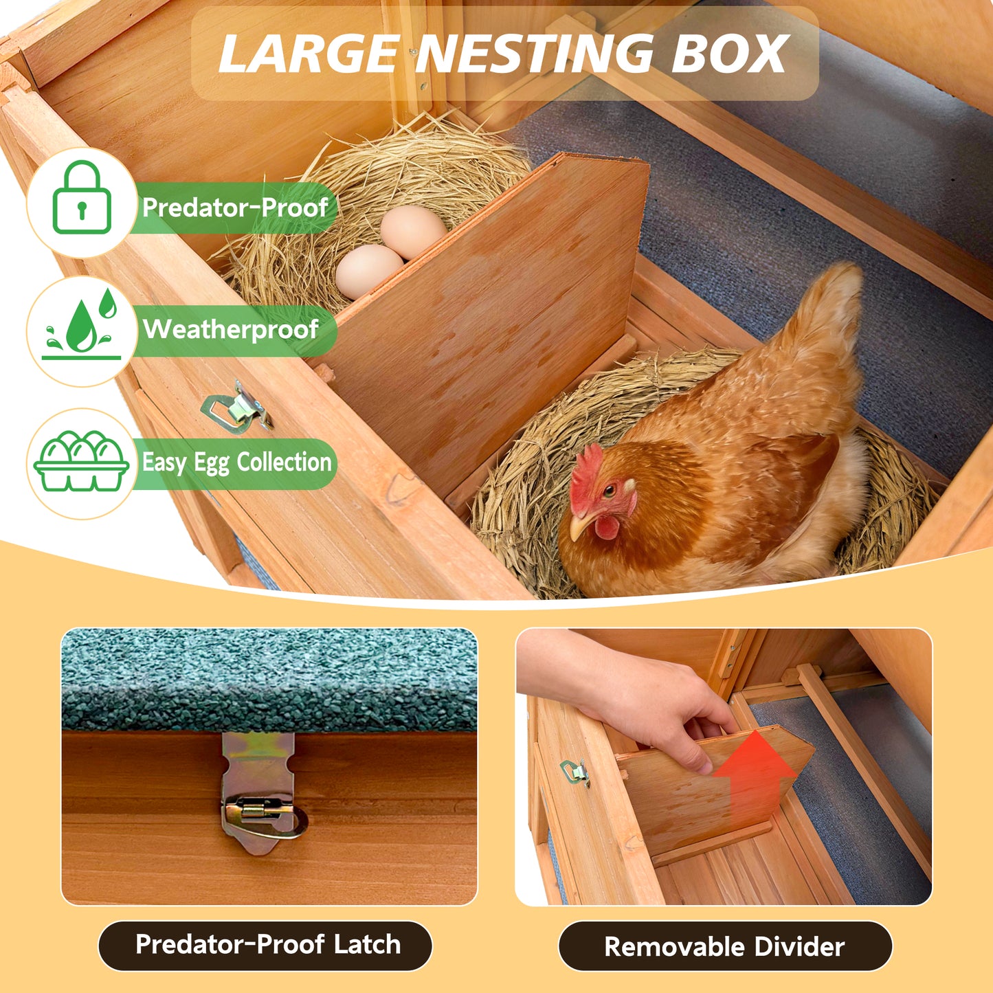 Classic Chicken Coop With Nest Box And Removable Tray