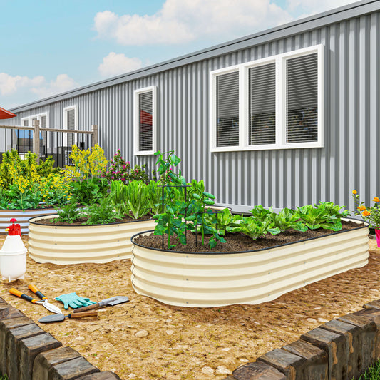 2 Piece Raised Garden Bed Set, Cream White