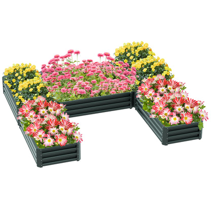 Steel Raised Garden Bed, Set of 5 Large Box Planters, Green