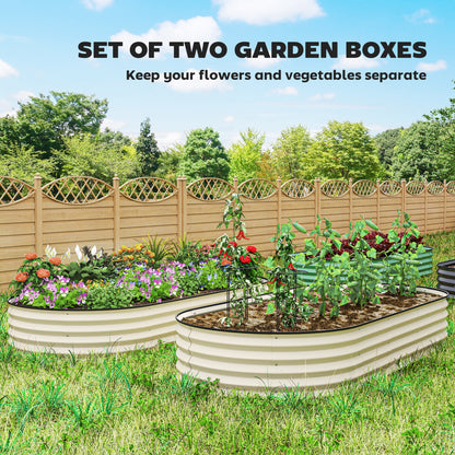 2 Piece Raised Garden Bed Set, Cream White