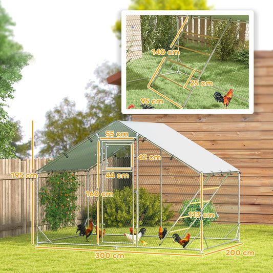 PawHut Metal Walk-in Chicken Run W/ Cover