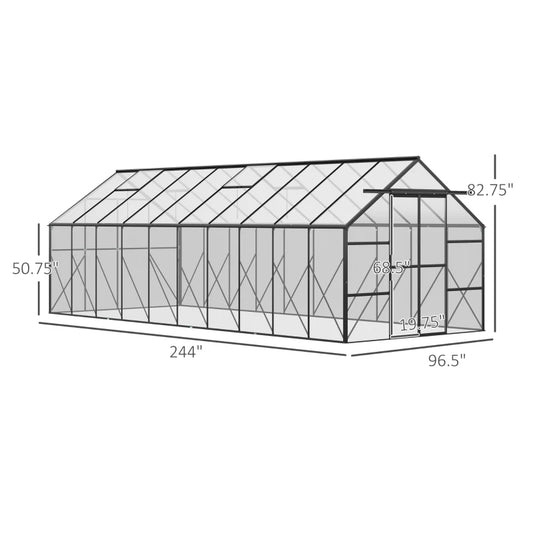 EX LARGE Aluminum Polycarbonate Walk-in Garden Greenhouse