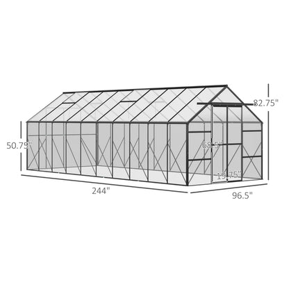 EX LARGE Aluminum Polycarbonate Walk-in Garden Greenhouse