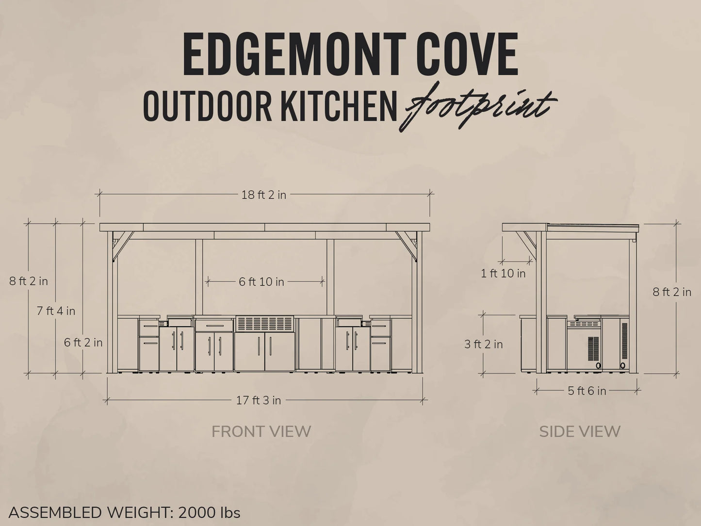 Edgemont Cove | Curved Outdoor Kitchen with Built-In Grill, Griddle & Pizza Oven