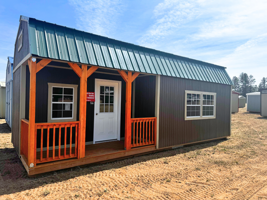 12 x 28 CORNER PORCH LOFTED CABIN (RTO) LOW AS $563.09 A MONTH + TAX