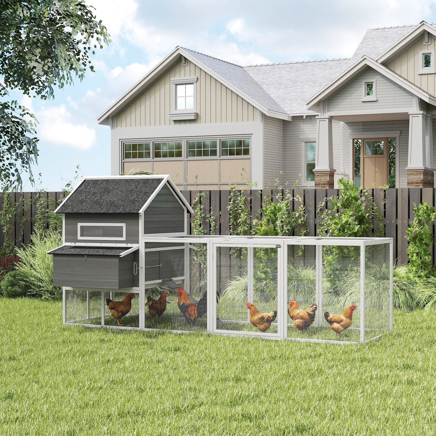Wooden Chicken Coop for 8-10 Chickens