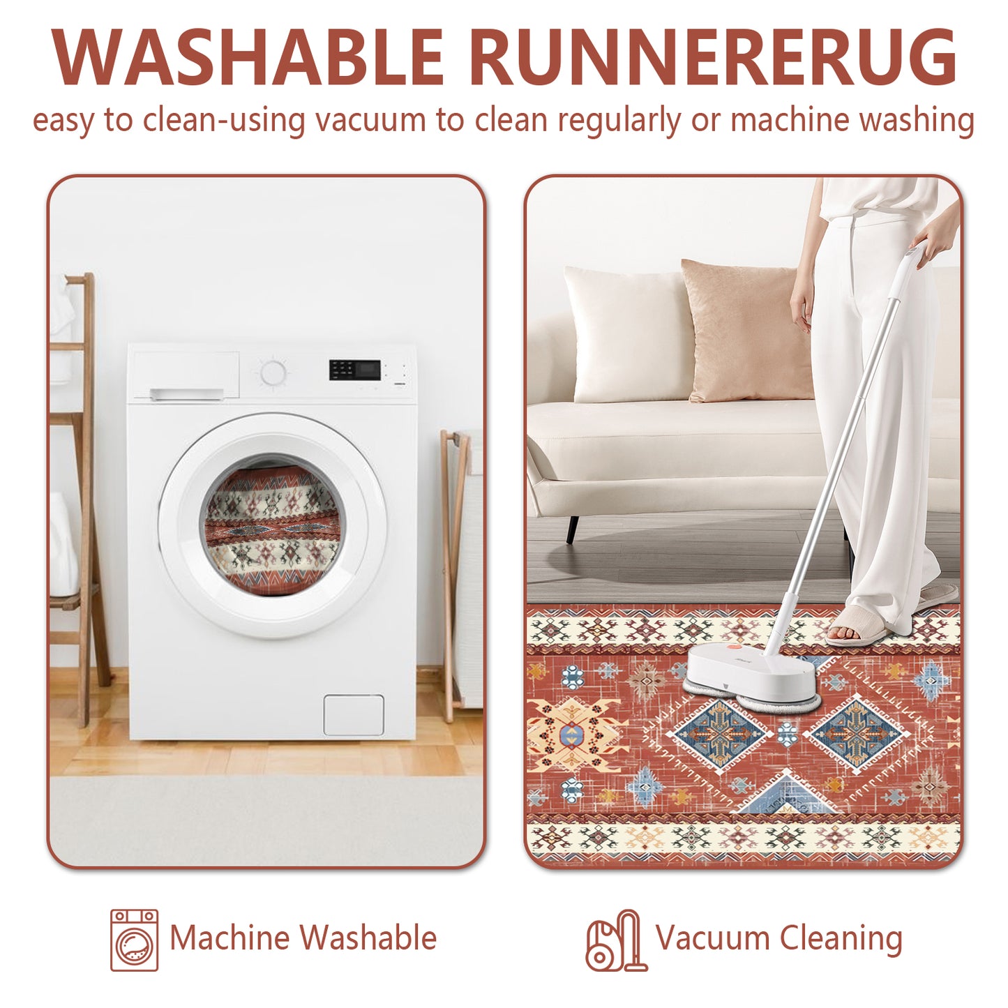 Boho Kitchen Rug Sets 3 Piece With Runner Non Slip/Washable