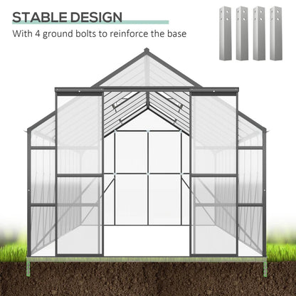 EX LARGE Aluminum Polycarbonate Walk-in Garden Greenhouse