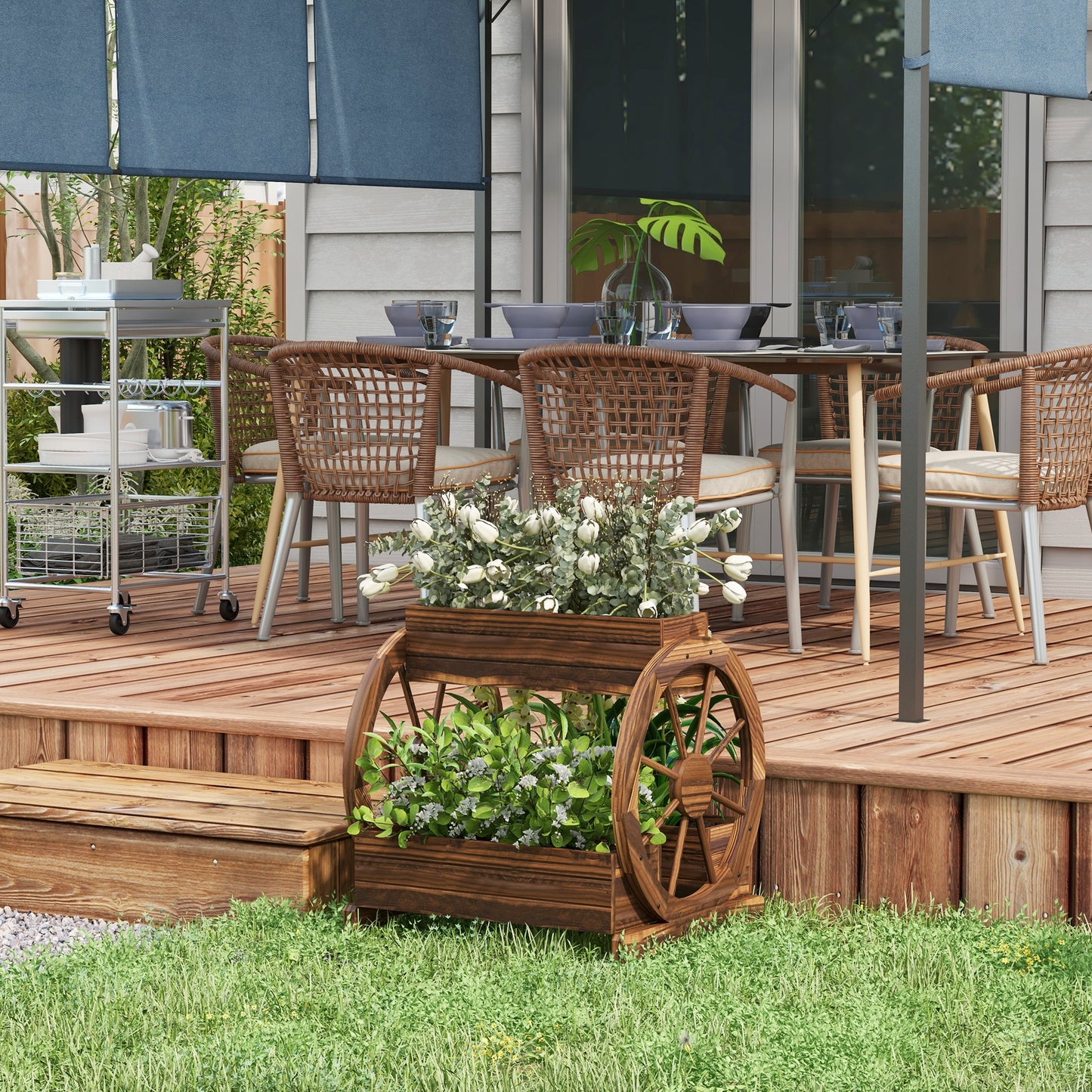 Wooden Wagon Planter Box
