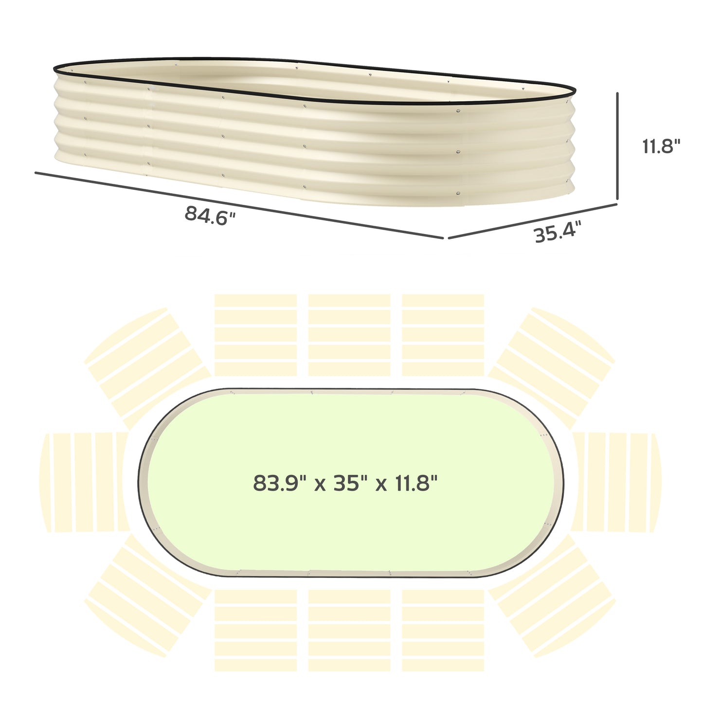 2 Piece Raised Garden Bed Set, Cream White
