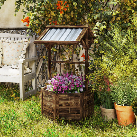 Wooden Wishing Well, Raised Garden Bed