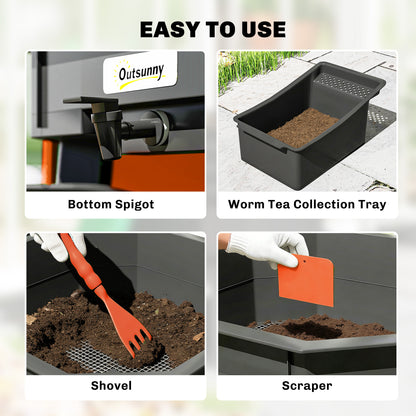 4-Tray Worm Composter Bin, 7.4 Gal Outdoor & Indoor