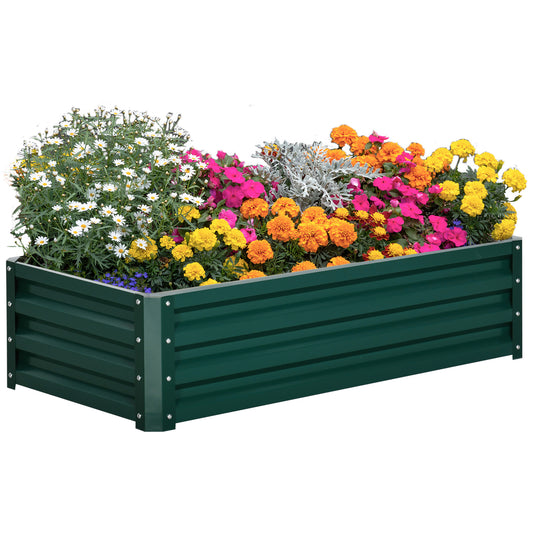 Raised Garden Bed, Galvanized, Green