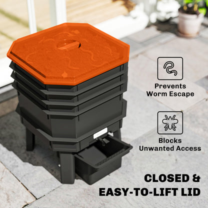 4-Tray Worm Composter Bin, 7.4 Gal Outdoor & Indoor