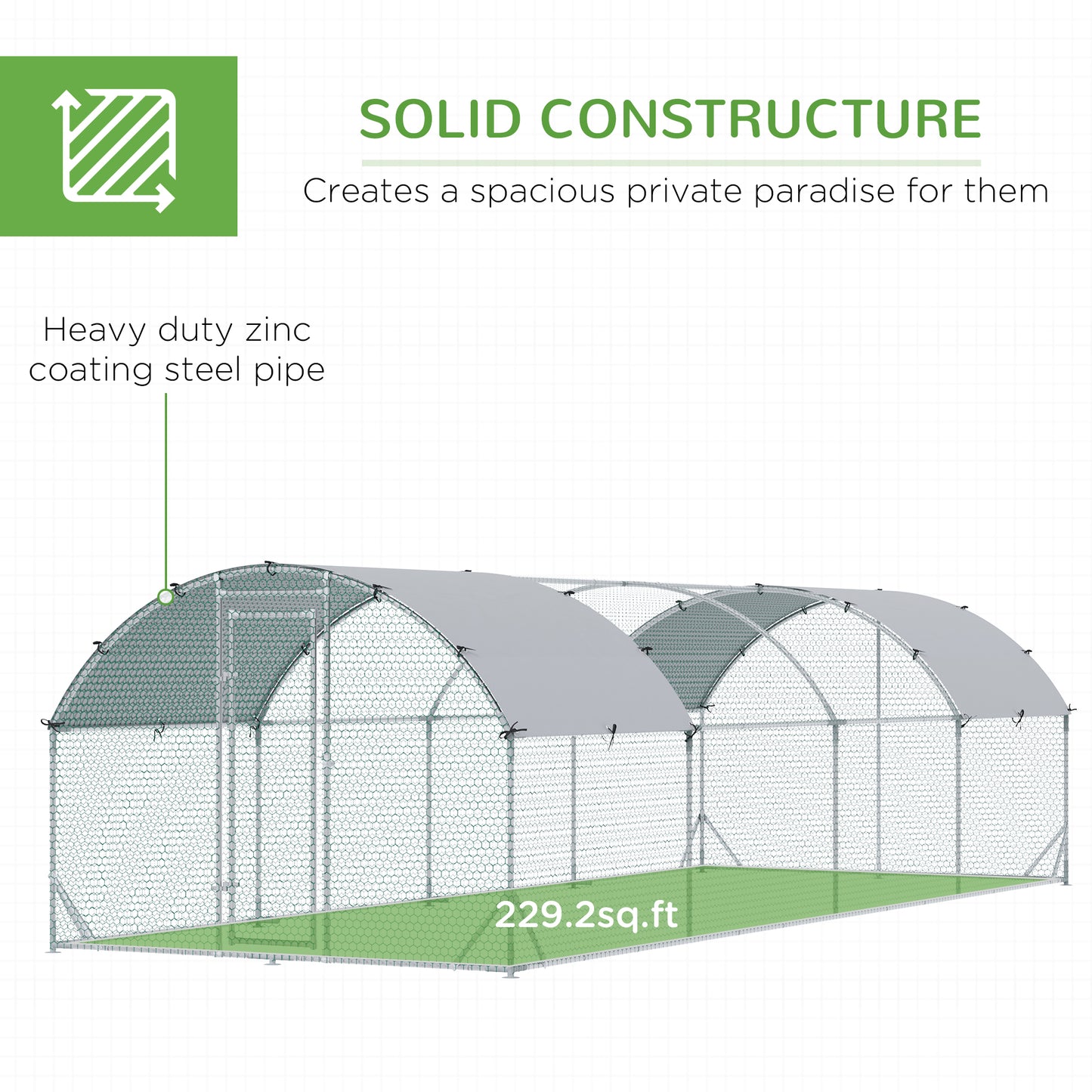 Large Metal Chicken Coop with Waterproof and Anti-UV Cover