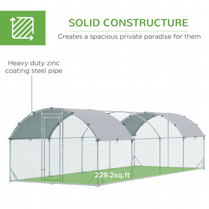 Large Metal Chicken Coop with Waterproof and Anti-UV Cover