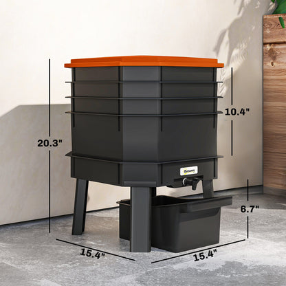 4-Tray Worm Composter Bin, 7.4 Gal Outdoor & Indoor