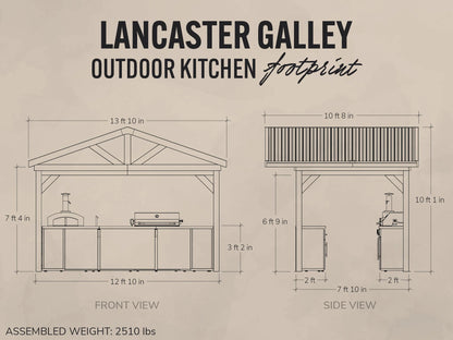 Lancaster | Galley Outdoor Kitchen with Built-In Grill & Pizza Oven
