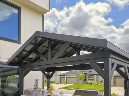 Lancaster | L-Shape Outdoor Kitchen with Built-In Grill & Pizza Oven
